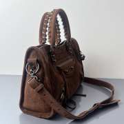 Uubags Balenciaga Le City bag small in light espresso waxed suede calfskin, brass hardware  - 5