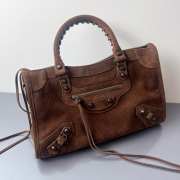 Uubags Balenciaga Le City bag small in light espresso waxed suede calfskin, brass hardware  - 3