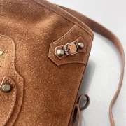 Uubags Balenciaga Le City bag small in light espresso waxed suede calfskin, brass hardware  - 2