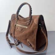 Uubags Balenciaga Le City bag large in light espresso waxed suede calfskin, brass hardware - 5