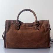 Uubags Balenciaga Le City bag large in light espresso waxed suede calfskin, brass hardware - 3