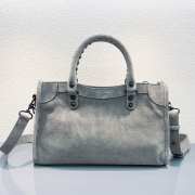 Uubags Balenciaga Le City bag small in light grey waxed suede calfskin, brass hardware - 4
