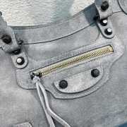 Uubags Balenciaga Le City bag small in light grey waxed suede calfskin, brass hardware - 3