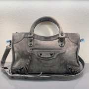 Uubags Balenciaga Le City bag large in light gray waxed suede calfskin, brass hardware - 1