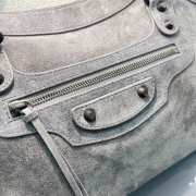 Uubags Balenciaga Le City bag large in light gray waxed suede calfskin, brass hardware - 2