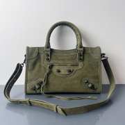 Uubags Balenciaga Le City bag small in green waxed suede calfskin, brass hardware - 1