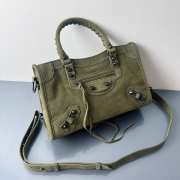 Uubags Balenciaga Le City bag small in green waxed suede calfskin, brass hardware - 3