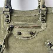 Uubags Balenciaga Le City bag small in green waxed suede calfskin, brass hardware - 2