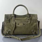 Uubags Balenciaga Le City bag large in green waxed suede calfskin, brass hardware - 1