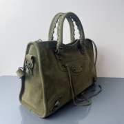 Uubags Balenciaga Le City bag large in green waxed suede calfskin, brass hardware - 6