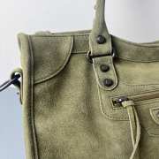Uubags Balenciaga Le City bag large in green waxed suede calfskin, brass hardware - 2