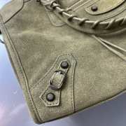 Uubags Balenciaga Le City bag large in green waxed suede calfskin, brass hardware - 3