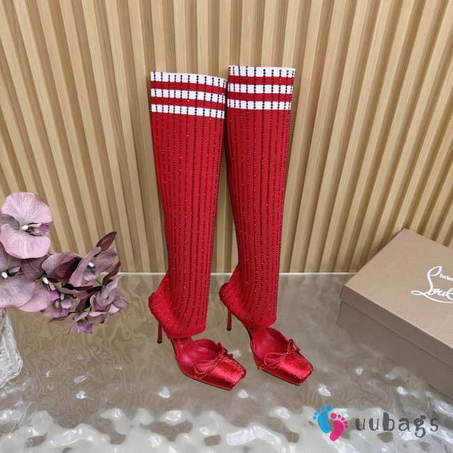 Uubags Christian Louboutin Cassia Annmac 10cm Pumps Crepe Satin and Mesh Red - 1