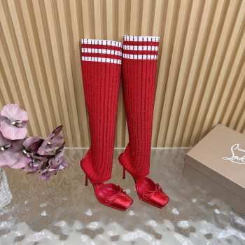 Uubags Christian Louboutin Cassia Annmac 10cm Pumps Crepe Satin and Mesh Red