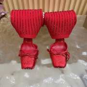 Uubags Christian Louboutin Cassia Annmac 10cm Pumps Crepe Satin and Mesh Red - 3