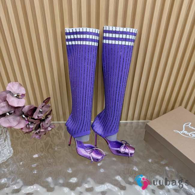 Uubags Christian Louboutin Cassia Annmac 10cm Pumps Crepe Satin and Mesh Purple - 1