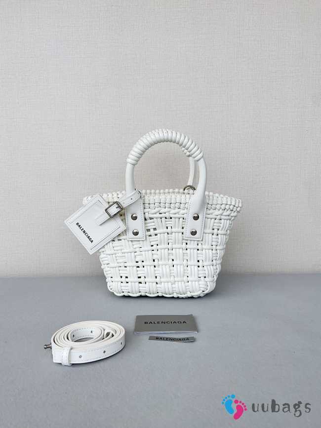 Uubags Small Balenciaga XS Bistro Basket tote bag in white 17x10x25cm - 1