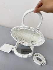 Uubags Small Balenciaga XS Bistro Basket tote bag in white 17x10x25cm - 2