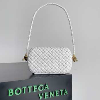 Uubags Bottega Veneta Knot Clutch Bag On Strap In White Lambskin 20.5x6x12.5cm