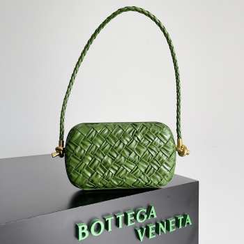 Uubags Bottega Veneta Knot Clutch Bag On Strap In Green Lambskin 20.5x6x12.5cm