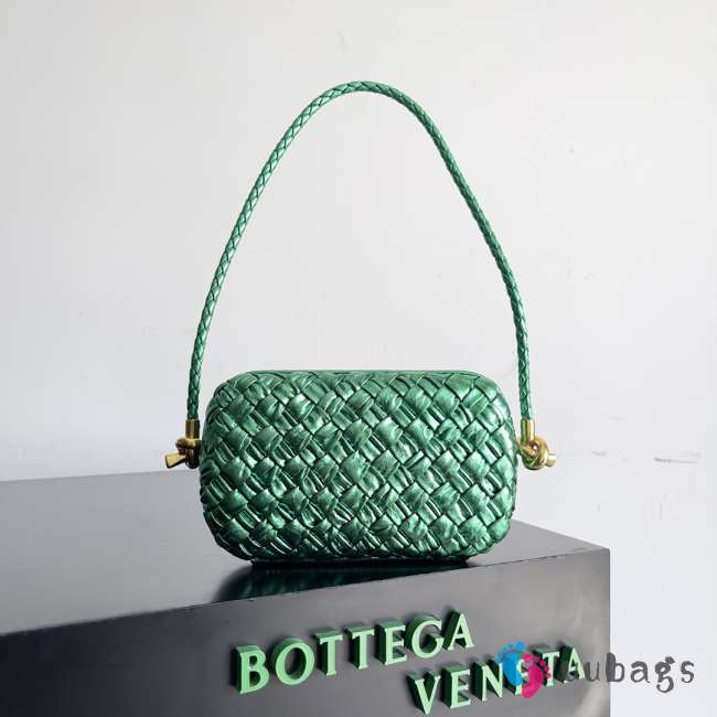 Uubags Bottega Veneta Knot Intreccio bag in green glossy 20.5x6x12.5cm - 1