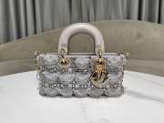 Uubags Dior M0613 D-Joy Bag with Embroidered Calfskin and Beads In Grey 22x12x6cm - 1