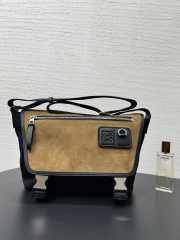 Uubags Loewe Flex Messenger Bag Medium In Black/Dark Gold Canvas & Suede Leather 38x9.5x27cm - 5