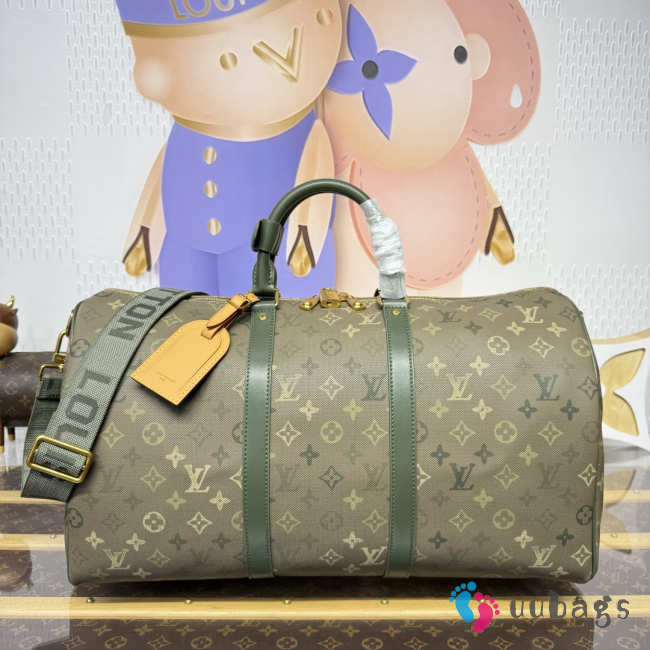 Uubags Louis Vuitton M26959 Keepall Bandoulière 50 In Khaki Green 50x23x29cm - 1