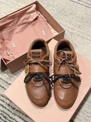 Uubags Miu Miu leather sneakers with buckle in cognac - 5