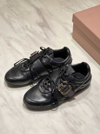 Uubags Miu Miu leather sneakers with buckle in black