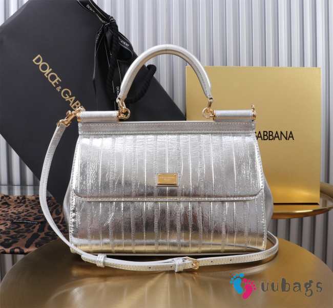 Uubags Dolce & Gabbana Medium Sicily Handbag Silver Bag 25x18x9cm - 1