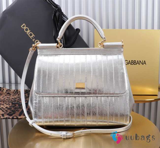 Uubags Dolce & Gabbana Medium Sicily Handbag Silver Bag 25x12x20cm - 1
