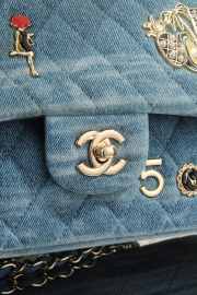 Uubags Chanel Medium 24K Flap Bag 25cm Multi Charm Blue Denim Gold Hardware - 5