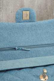 Uubags Chanel Medium 24K Flap Bag 25cm Multi Charm Blue Denim Gold Hardware - 6