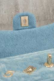 Uubags Chanel Small 24K Flap Bag 20cm Multi Charm Blue Denim Gold Hardware - 6