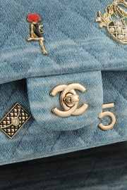 Uubags Chanel Small 24K Flap Bag 20cm Multi Charm Blue Denim Gold Hardware - 4