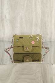 Uubags Chanel Small Coco Cuba Charms Jumbo Classic Flap Bag Canvas Green 20cm  - 1
