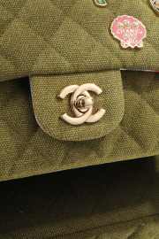 Uubags Chanel Small Coco Cuba Charms Jumbo Classic Flap Bag Canvas Green 20cm  - 4