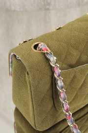 Uubags Chanel Small Coco Cuba Charms Jumbo Classic Flap Bag Canvas Green 20cm  - 5