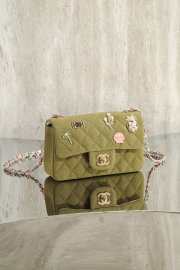 Uubags Chanel Small Coco Cuba Charms Jumbo Classic Flap Bag Canvas Green 20cm  - 6
