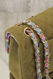 Uubags Chanel Medium Coco Cuba Charms Jumbo Classic Flap Bag Canvas Green 25cm - 6