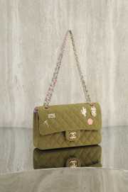 Uubags Chanel Medium Coco Cuba Charms Jumbo Classic Flap Bag Canvas Green 25cm - 5