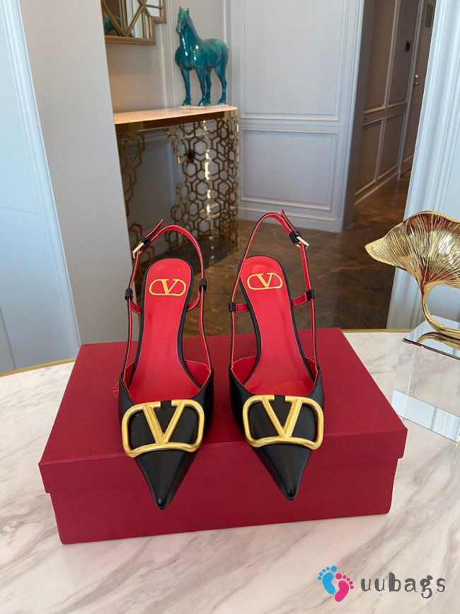 Uubags Valentino Vlogo Signature Calfskin Slingback Pump In Black 8.5cm - 1