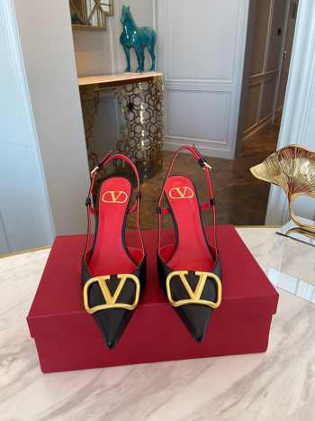 Uubags Valentino Vlogo Signature Calfskin Slingback Pump In Black 8.5cm
