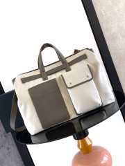 Uubags Large Dior Normandie Tote Bag Beige Herringbone Cotton Canvas and Gray Dior Icons Calfskin - 1