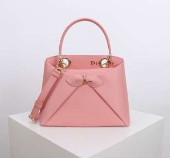 Uubags Dior Bow Bag Pink Leather 28x10x22cm