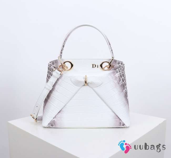 Uubags Dior Bow Bag White Crocodile Leather 28x10x22cm - 1