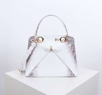 Uubags Dior Bow Bag White Crocodile Leather 28x10x22cm