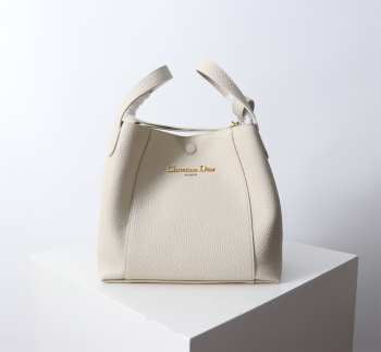 Uubags Dior Medium Signature Bucket Bag White Grained Calfskin 24x21x14cm