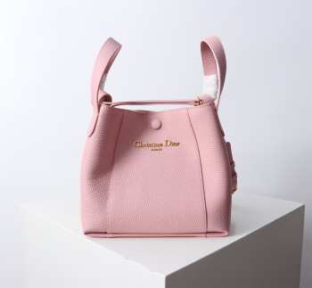 Uubags Dior Small Signature Bucket Bag Pink Grained Calfskin 21x11x19cm